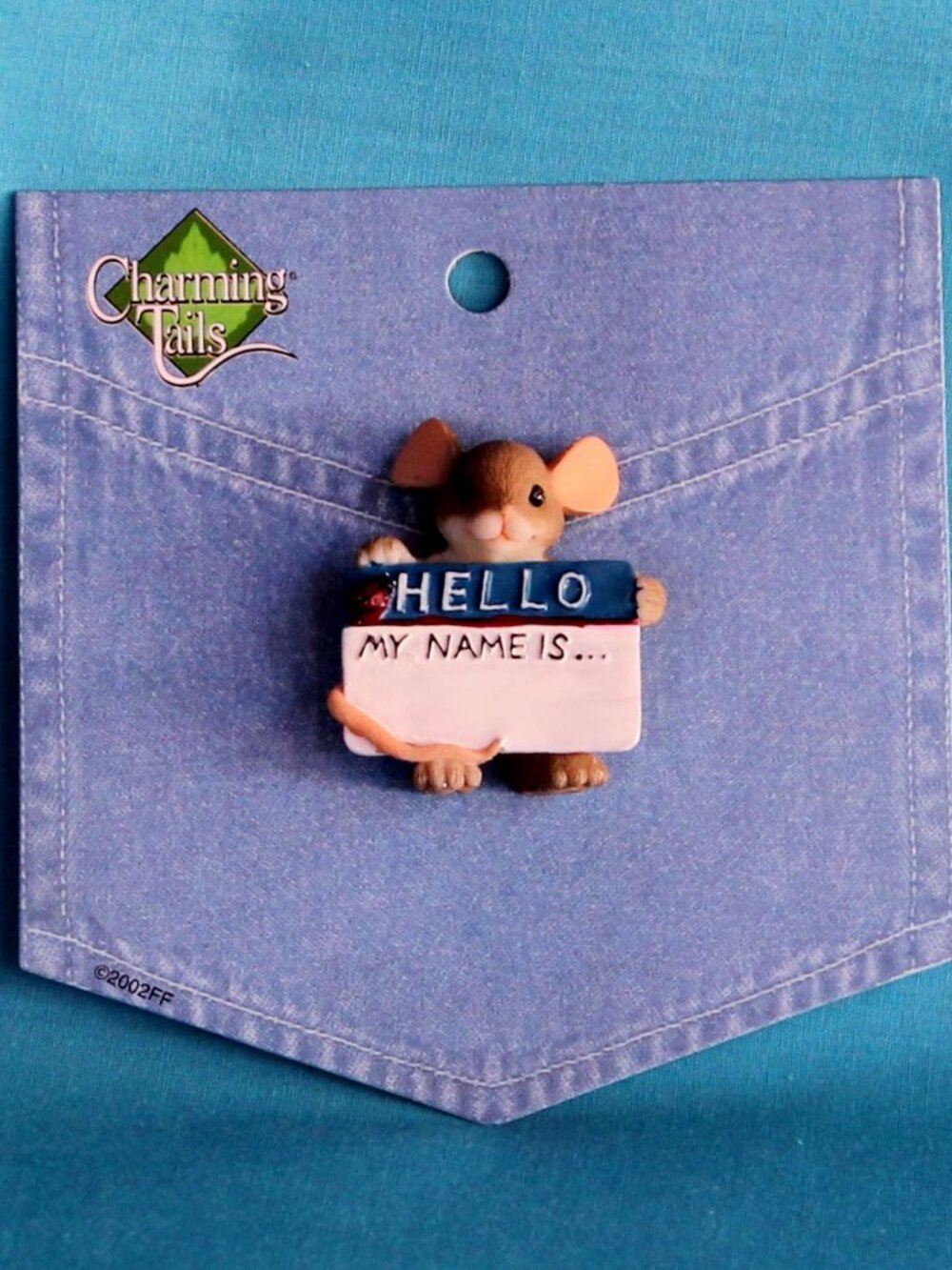 Charming Tails Hello My Name Mouse Pin Leaf and Acorn Club Member Exclusive NOS